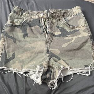 Topshop Moto Camouflage Shorts